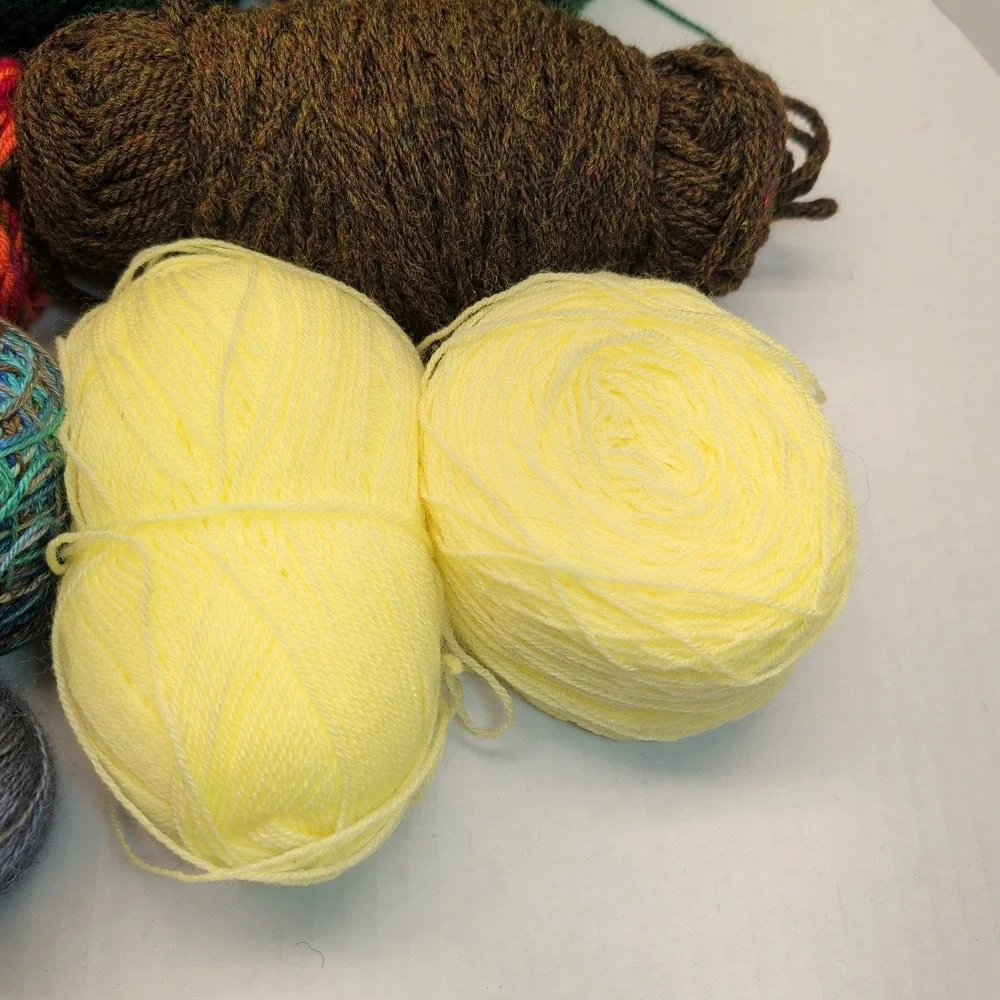 Remnant Yarn Lot 13pc Mixed Colors Weights Textures Unknown Brand Appx 3 lb
